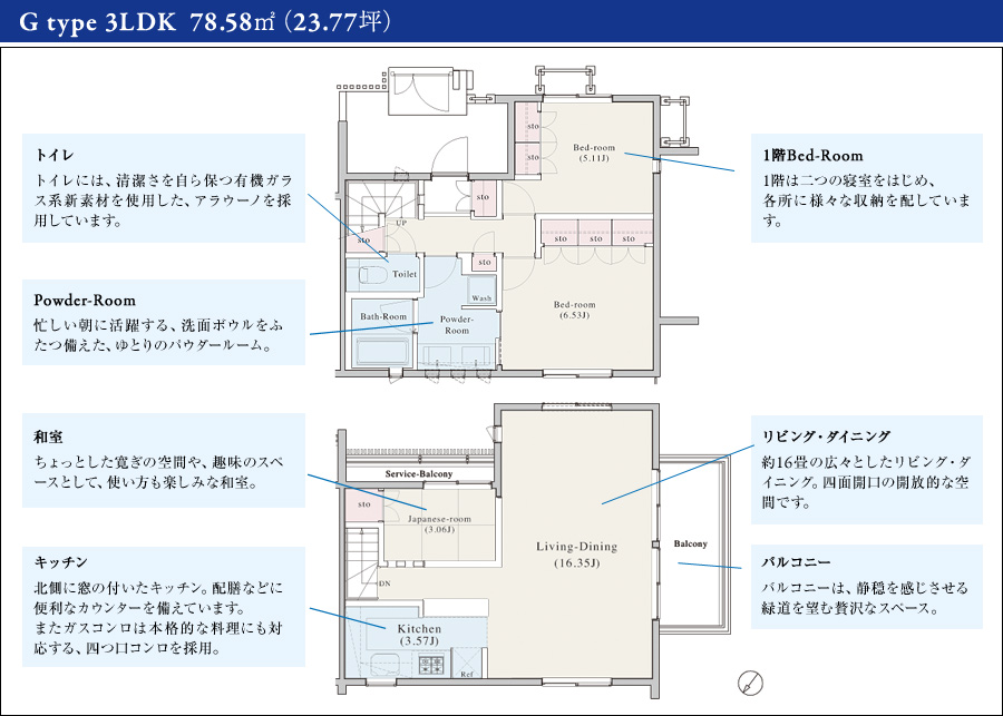 G type 3LDK  78.58m2（23.77坪）