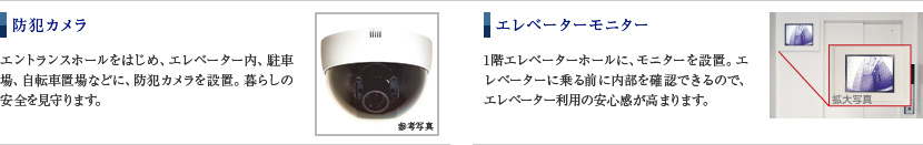 防犯カメラ／エレベーターモニター